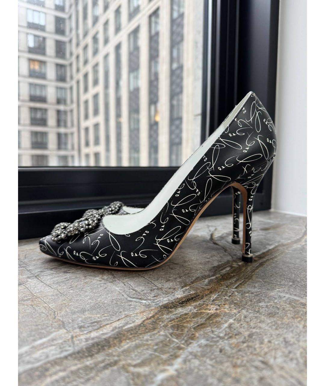 MANOLO BLAHNIK Черные кожаные туфли, фото 7