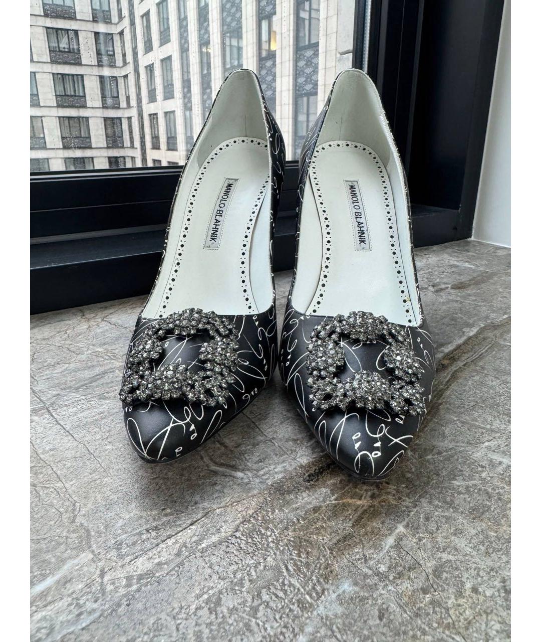 MANOLO BLAHNIK Черные кожаные туфли, фото 2