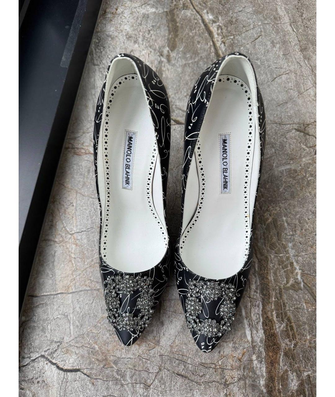 MANOLO BLAHNIK Черные кожаные туфли, фото 3