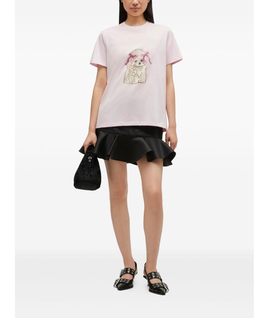 GANNI Розовая хлопковая футболка, фото 2