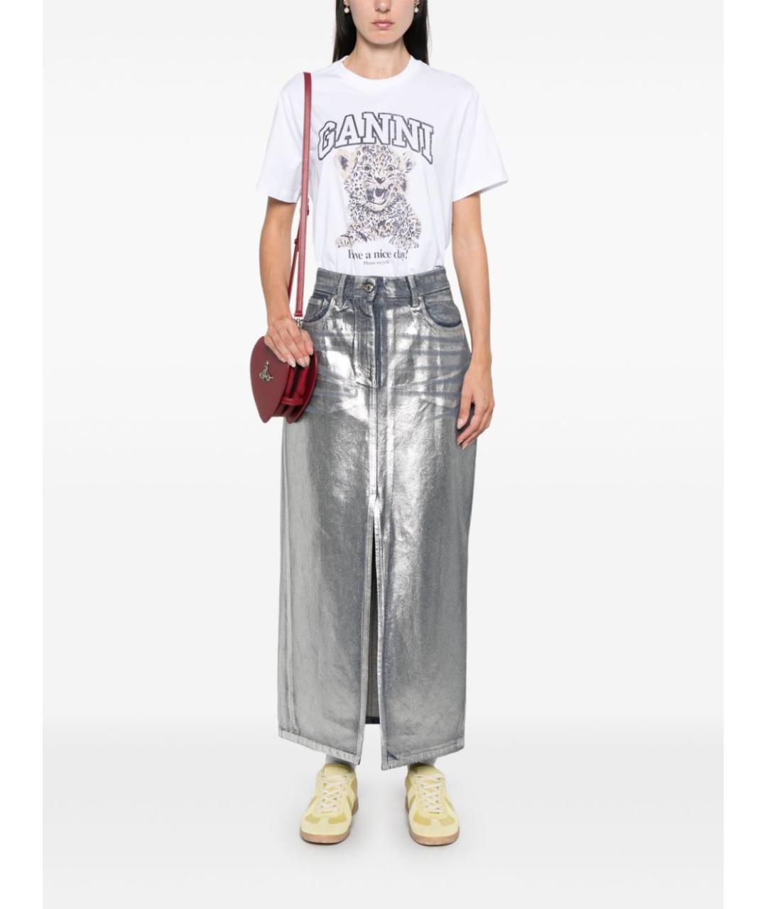 GANNI Белая хлопковая футболка, фото 3