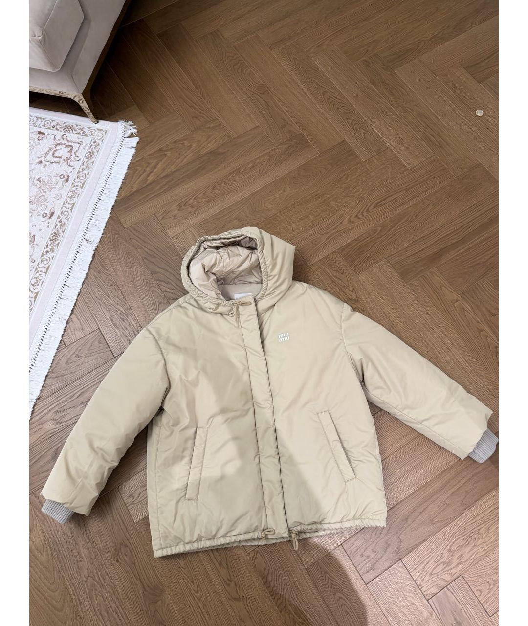 MIU MIU Бежевая полиэстеровая куртка, фото 9