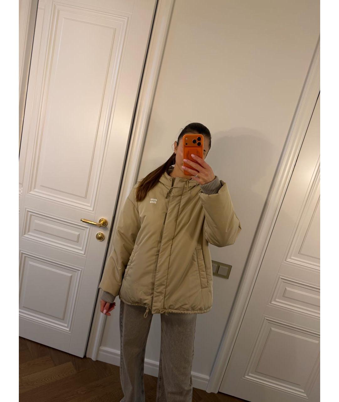 MIU MIU Бежевая полиэстеровая куртка, фото 8