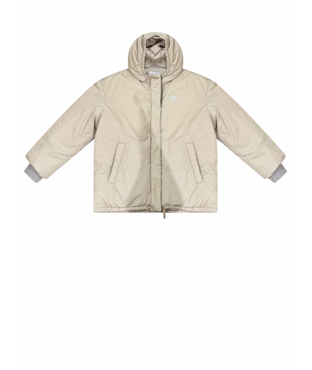 MIU MIU Бежевая полиэстеровая куртка, фото 1