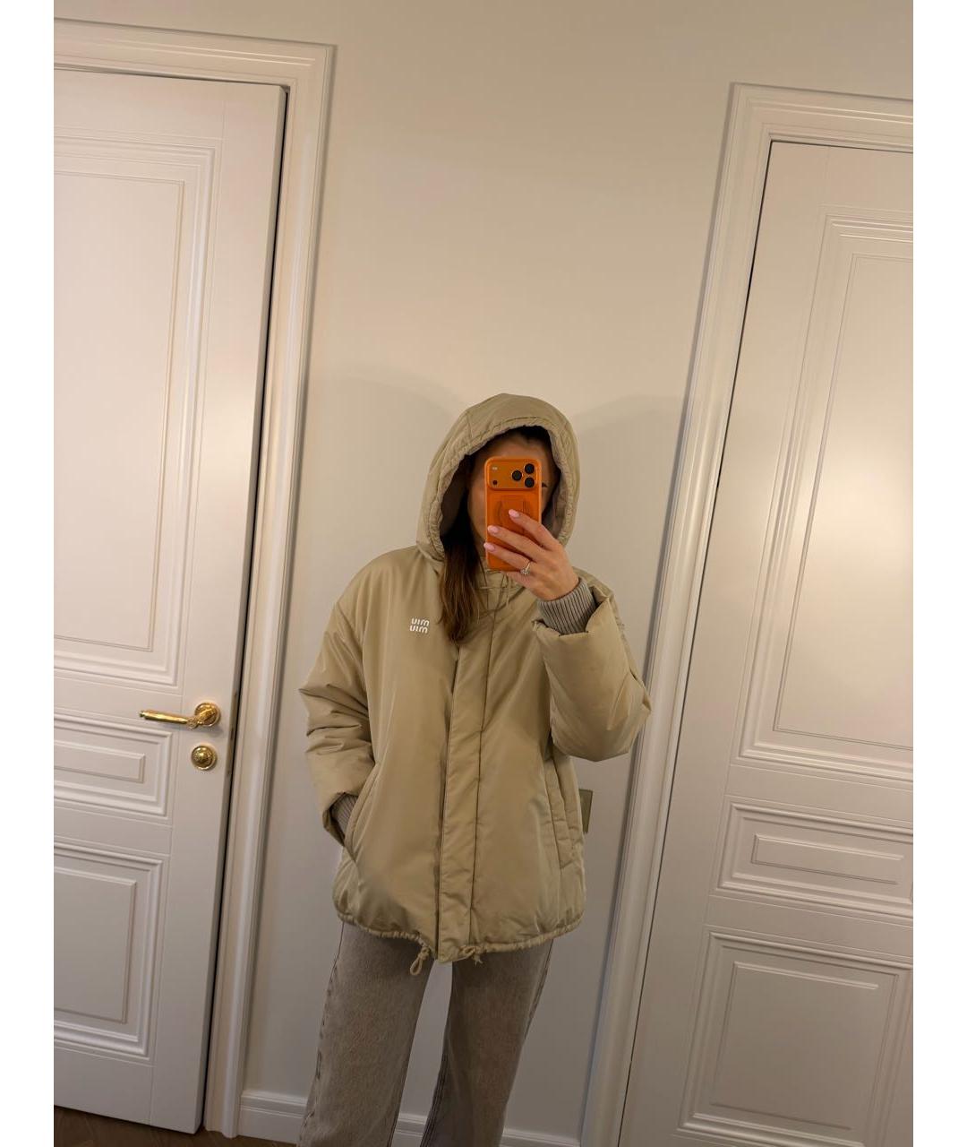MIU MIU Бежевая полиэстеровая куртка, фото 7