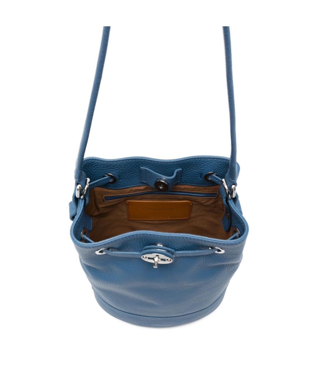 ZANELLATO Голубая кожаная сумка с короткими ручками, фото 2