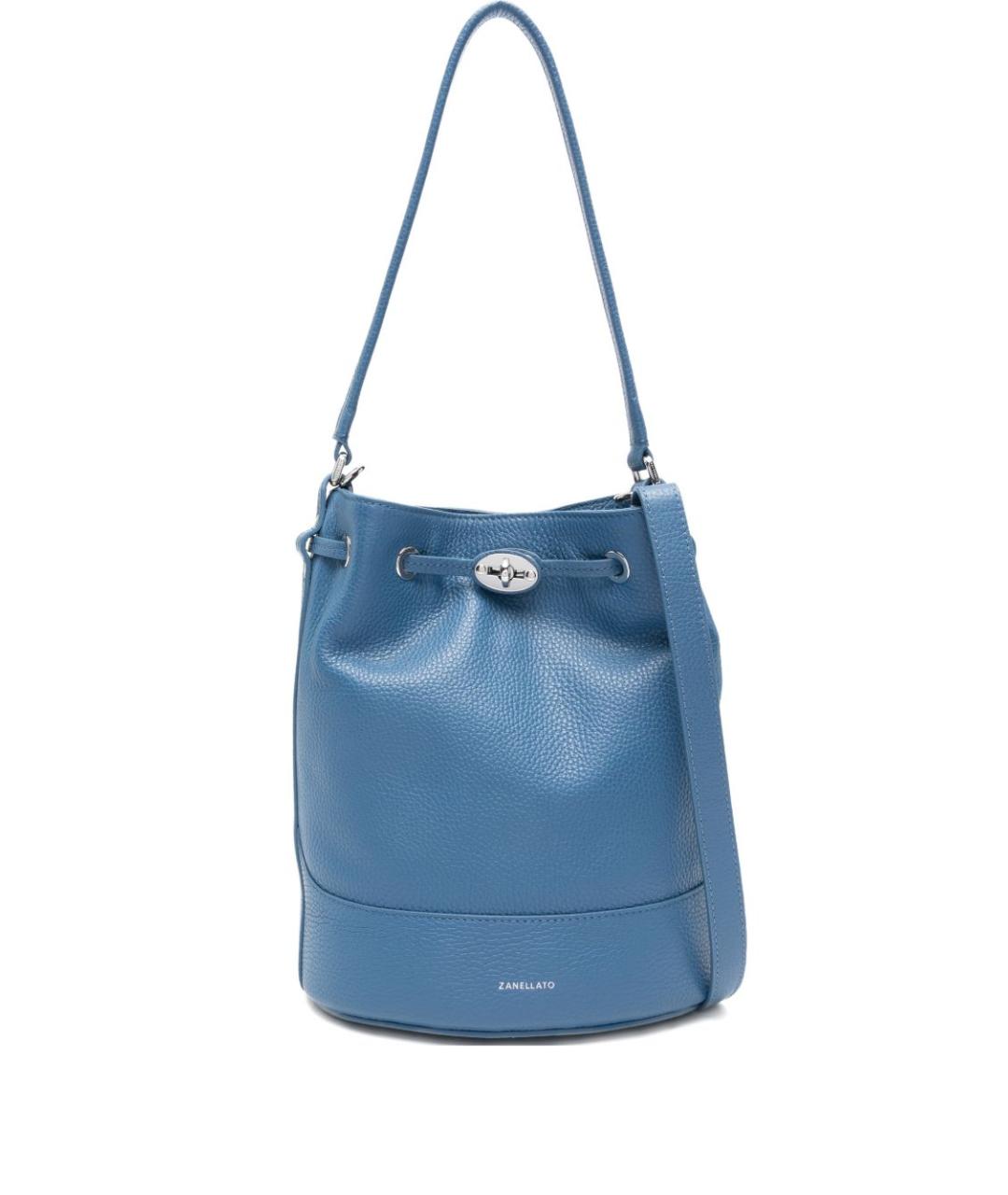 ZANELLATO Голубая кожаная сумка с короткими ручками, фото 1