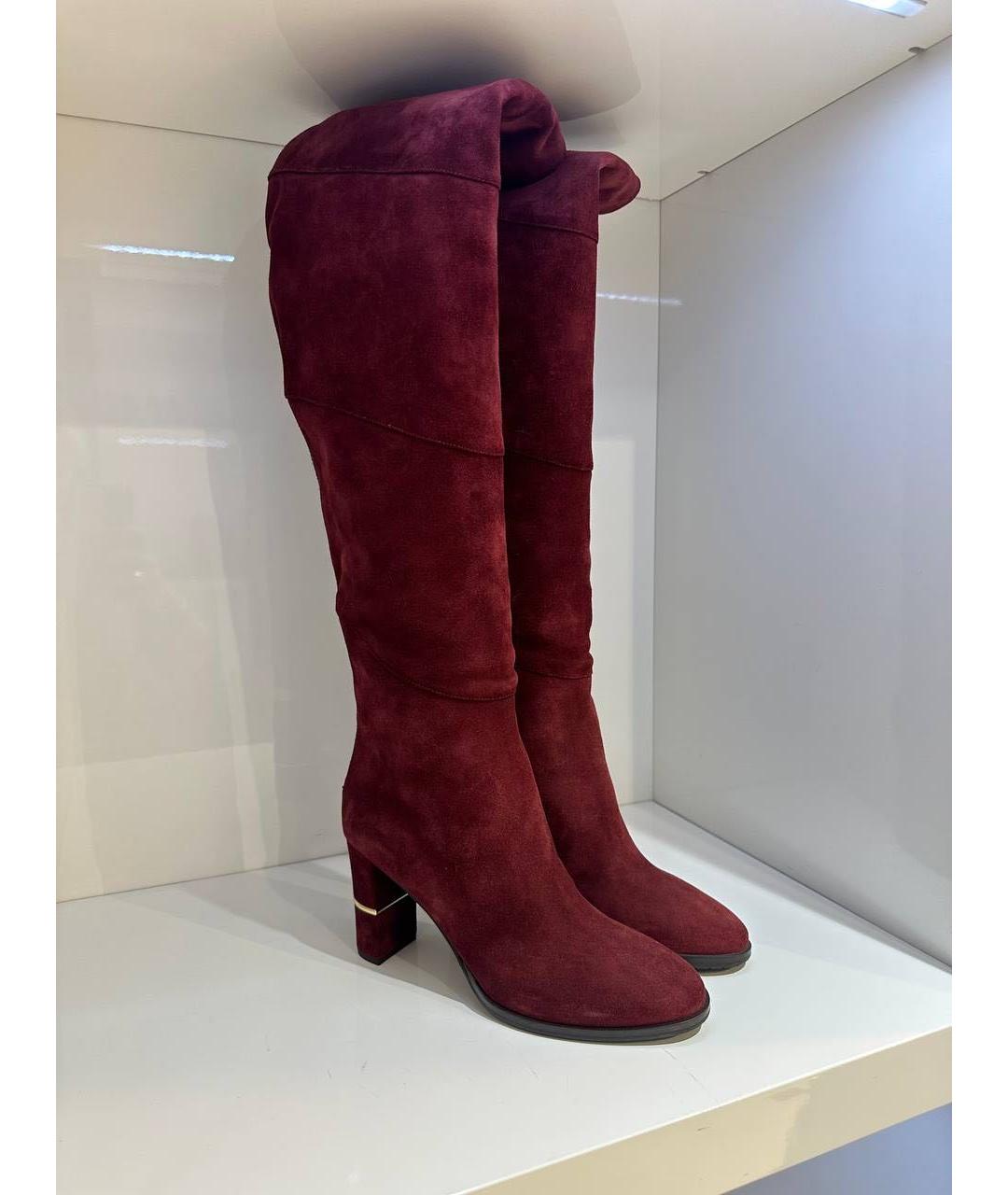 JIMMY CHOO Бордовые замшевые сапоги, фото 2