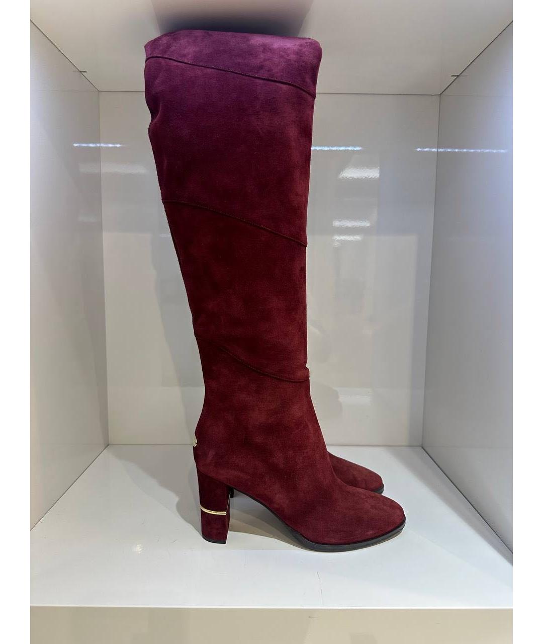 JIMMY CHOO Бордовые замшевые сапоги, фото 4