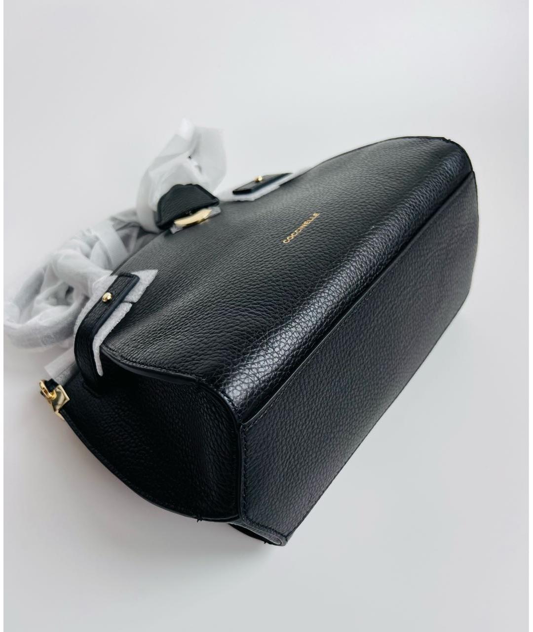 COCCINELLE Черная кожаная сумка с короткими ручками, фото 4