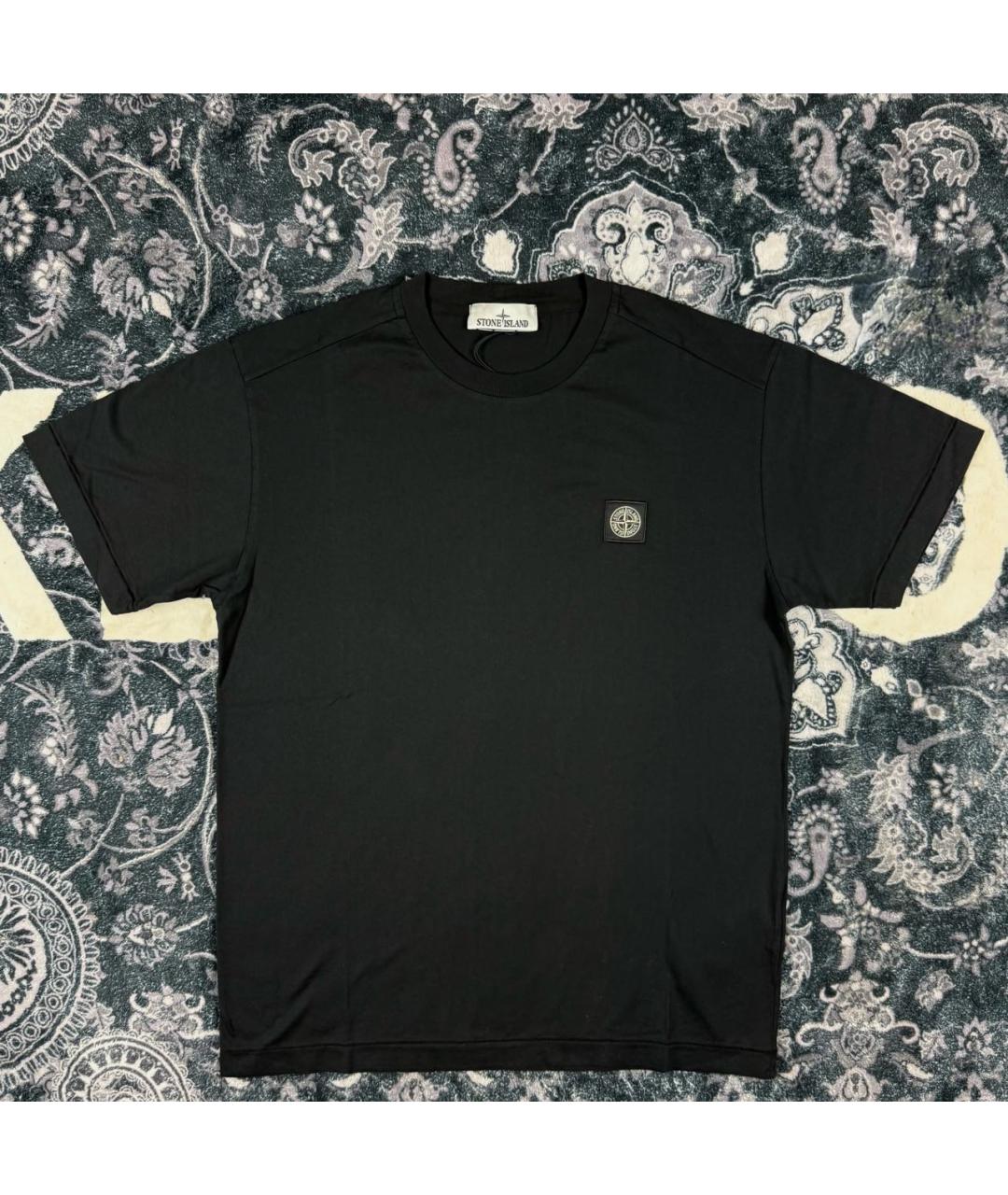 STONE ISLAND Черная хлопковая футболка, фото 6
