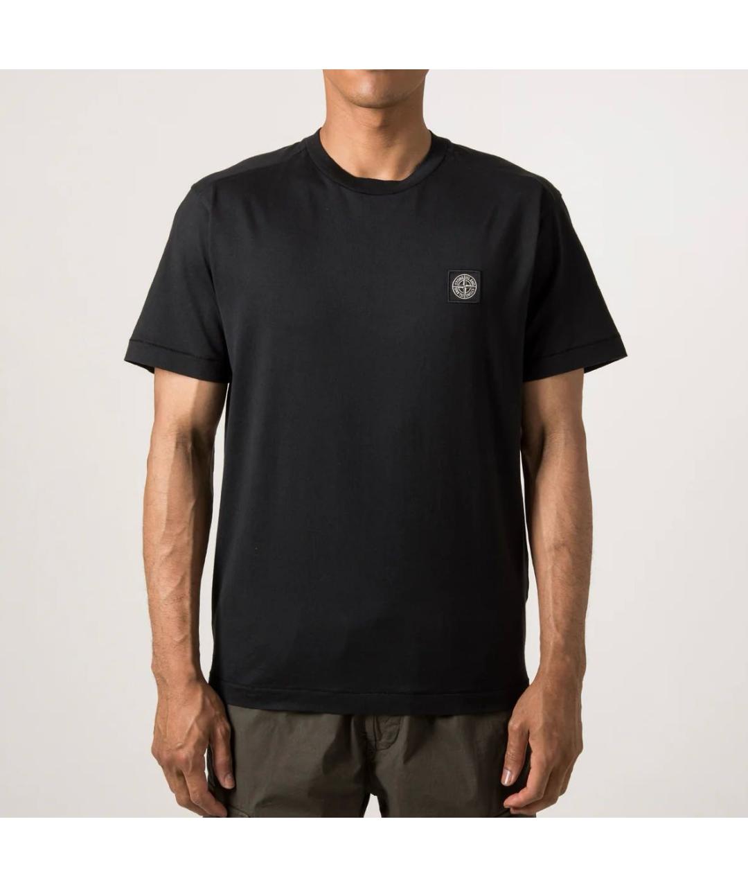 STONE ISLAND Черная хлопковая футболка, фото 5