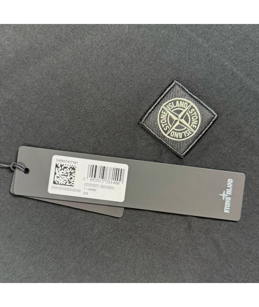 STONE ISLAND Черная хлопковая футболка, фото 3