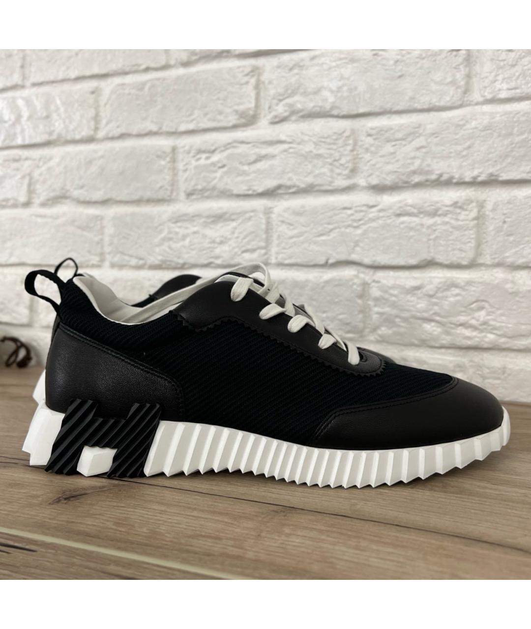 HERMES Черные кожаные низкие кроссовки / кеды, фото 9
