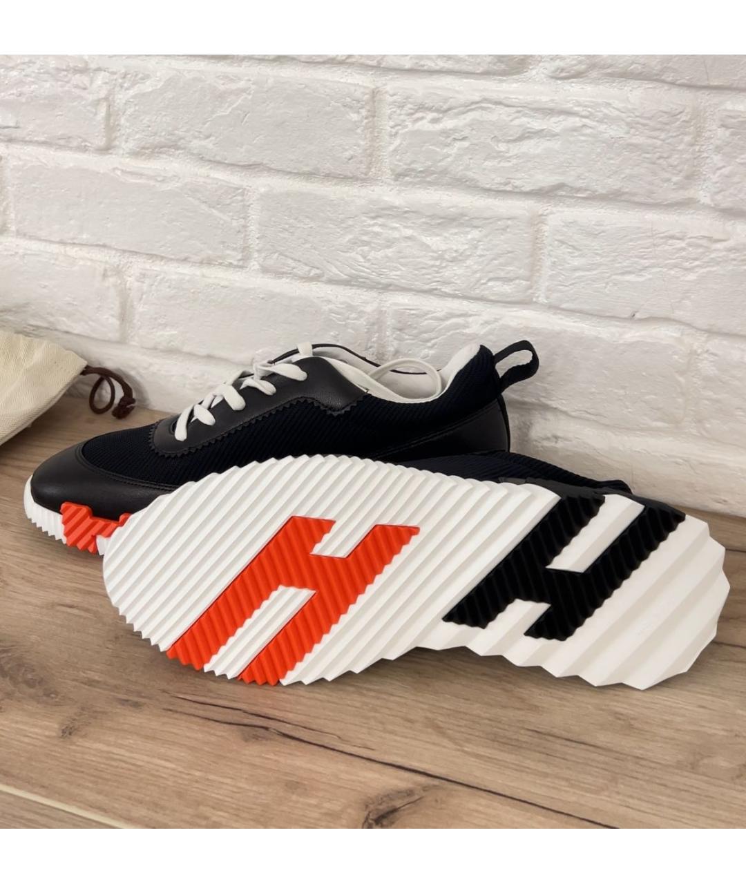 HERMES Черные кожаные низкие кроссовки / кеды, фото 6