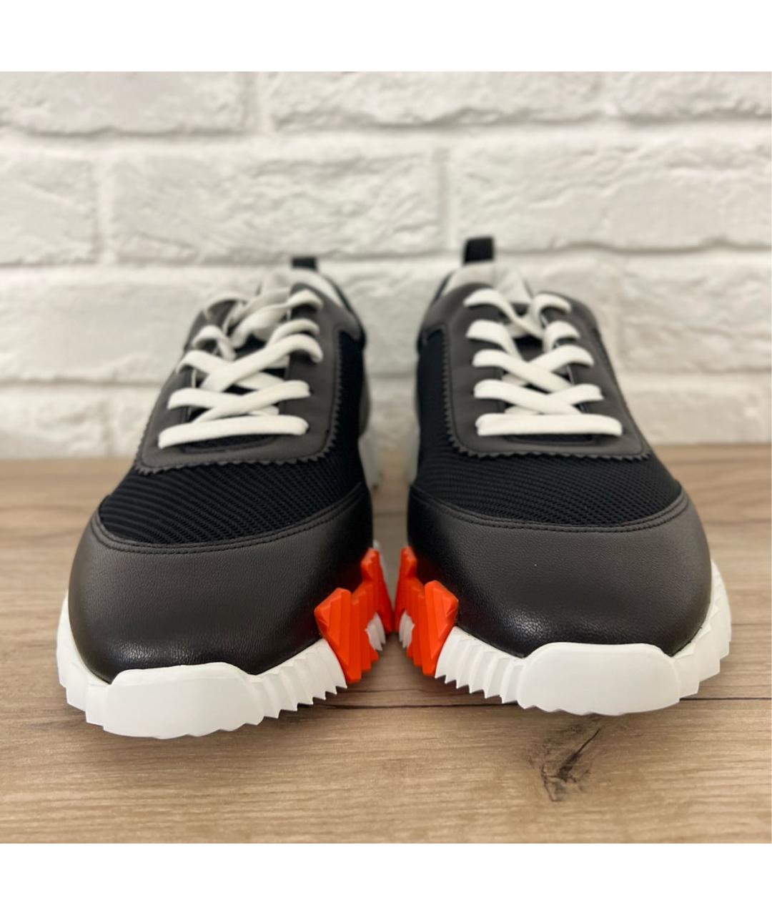 HERMES Черные кожаные низкие кроссовки / кеды, фото 5