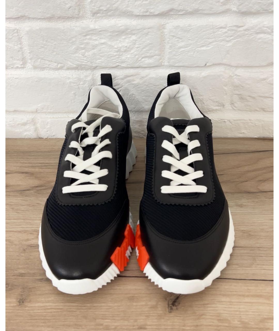 HERMES Черные кожаные низкие кроссовки / кеды, фото 2