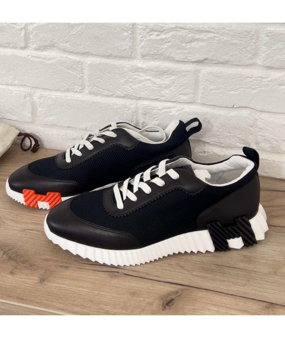 HERMES Черные кожаные низкие кроссовки / кеды, фото 8