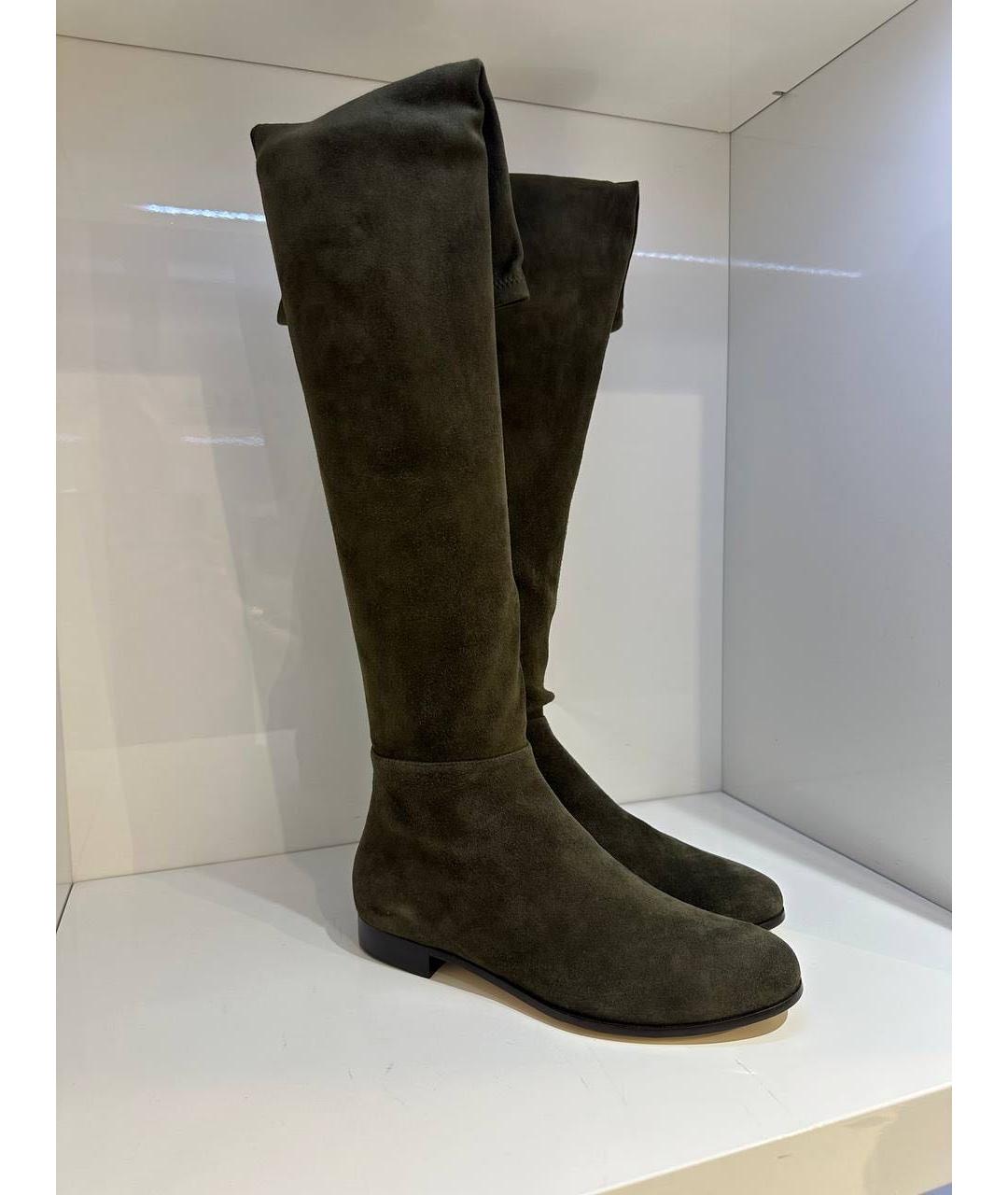 JIMMY CHOO Хаки замшевые сапоги, фото 2