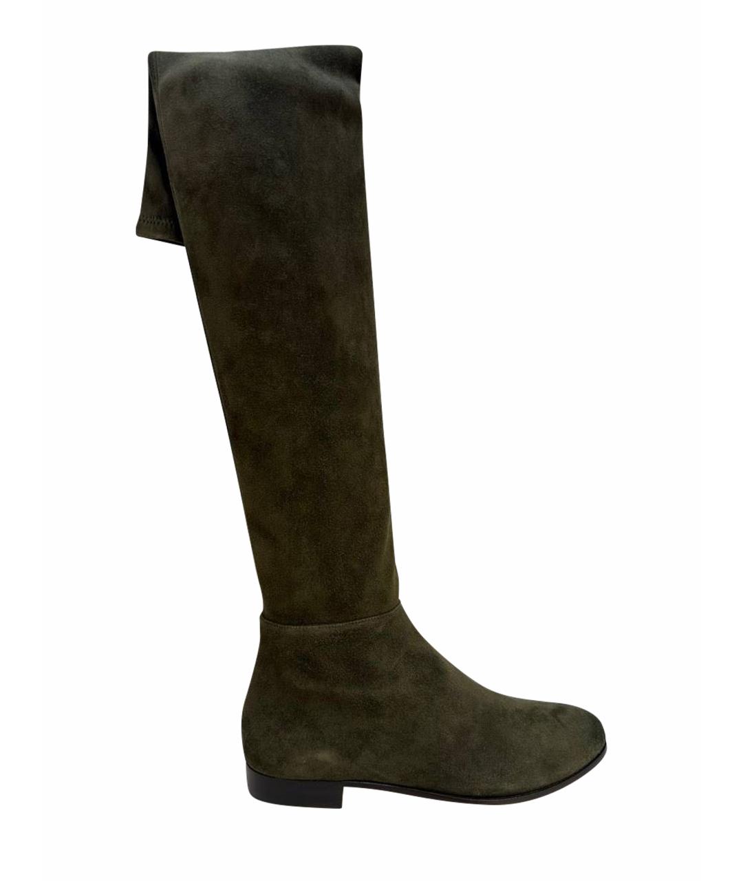JIMMY CHOO Хаки замшевые сапоги, фото 1