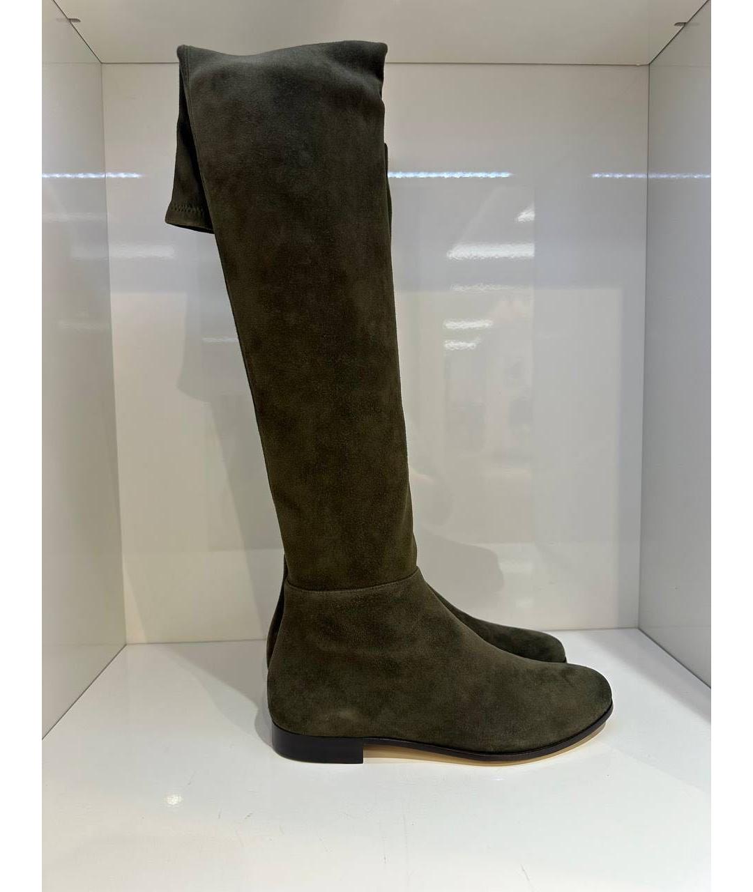 JIMMY CHOO Хаки замшевые сапоги, фото 4