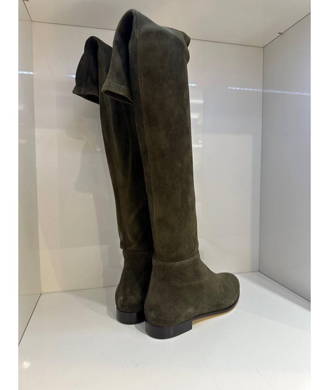 JIMMY CHOO Хаки замшевые сапоги, фото 3