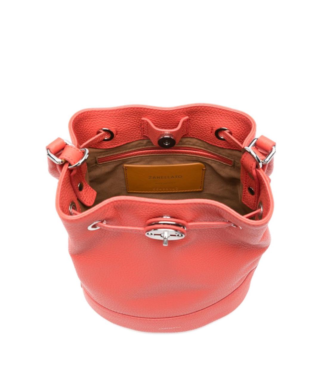 ZANELLATO Коралловая кожаная сумка с короткими ручками, фото 4