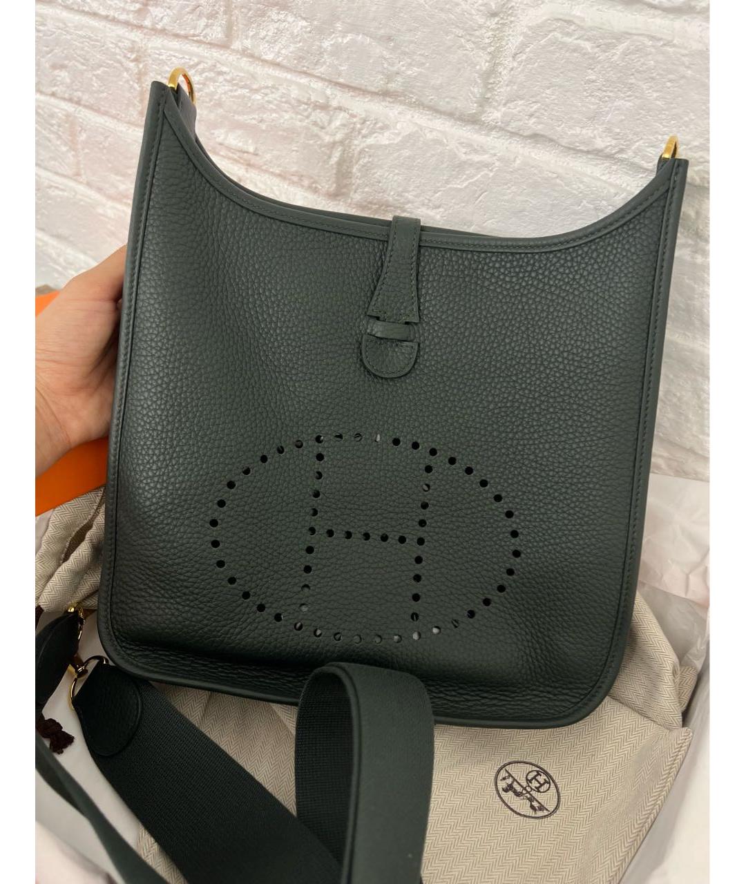 HERMES Зеленая кожаная сумка через плечо, фото 8