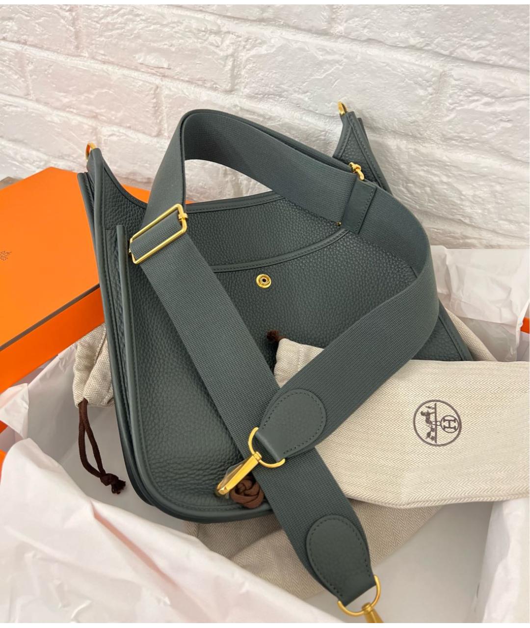 HERMES Зеленая кожаная сумка через плечо, фото 3