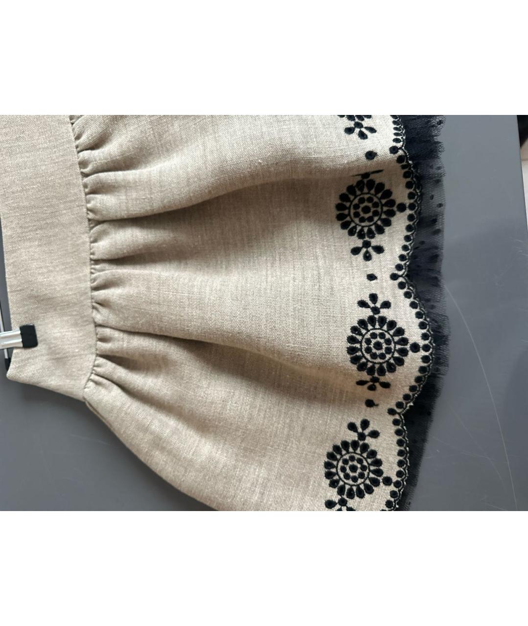 RED VALENTINO Бежевая льняная юбка миди, фото 4