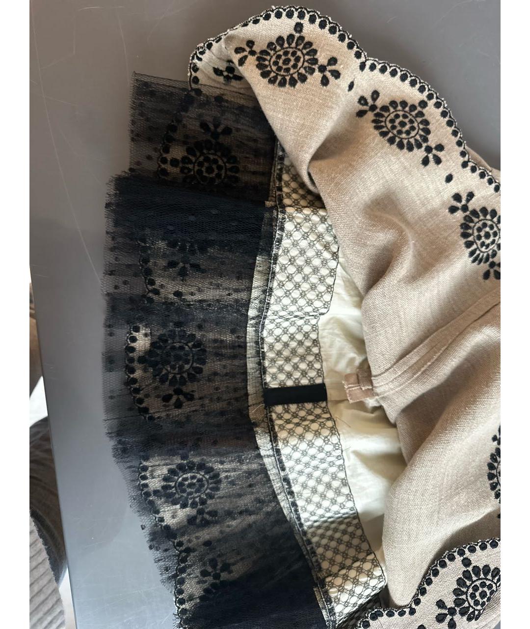 RED VALENTINO Бежевая льняная юбка миди, фото 6