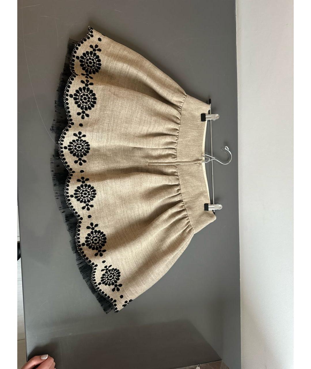 RED VALENTINO Бежевая льняная юбка миди, фото 5