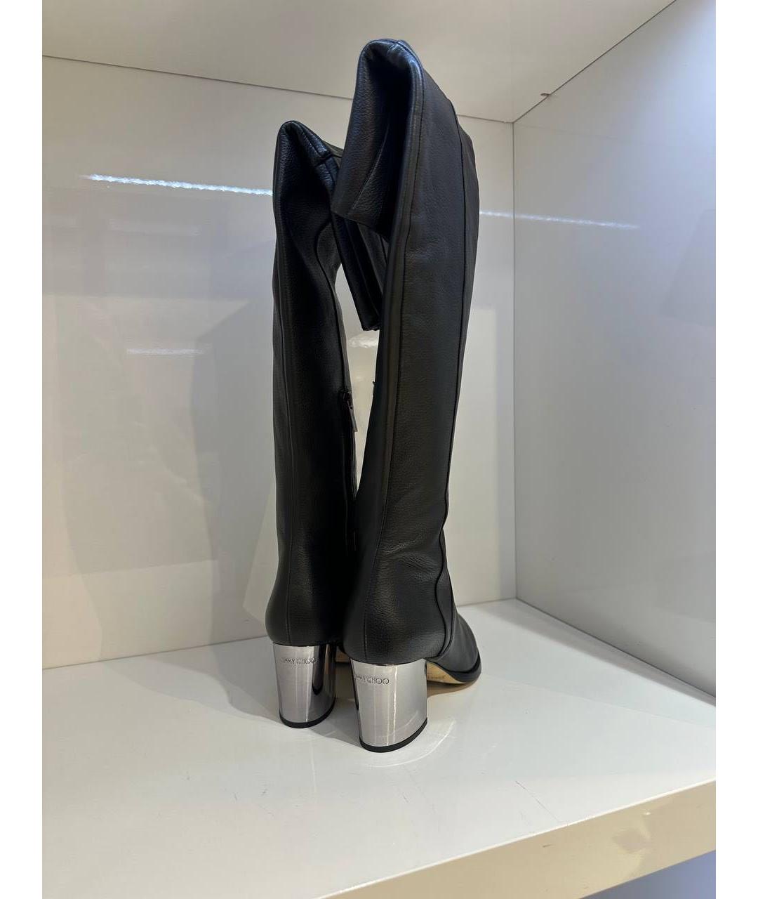JIMMY CHOO Черные кожаные ботфорты, фото 3