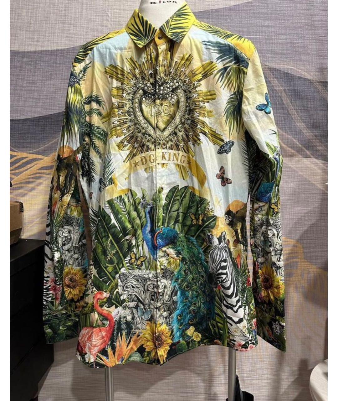 DOLCE&GABBANA Мульти хлопковая кэжуал рубашка, фото 4