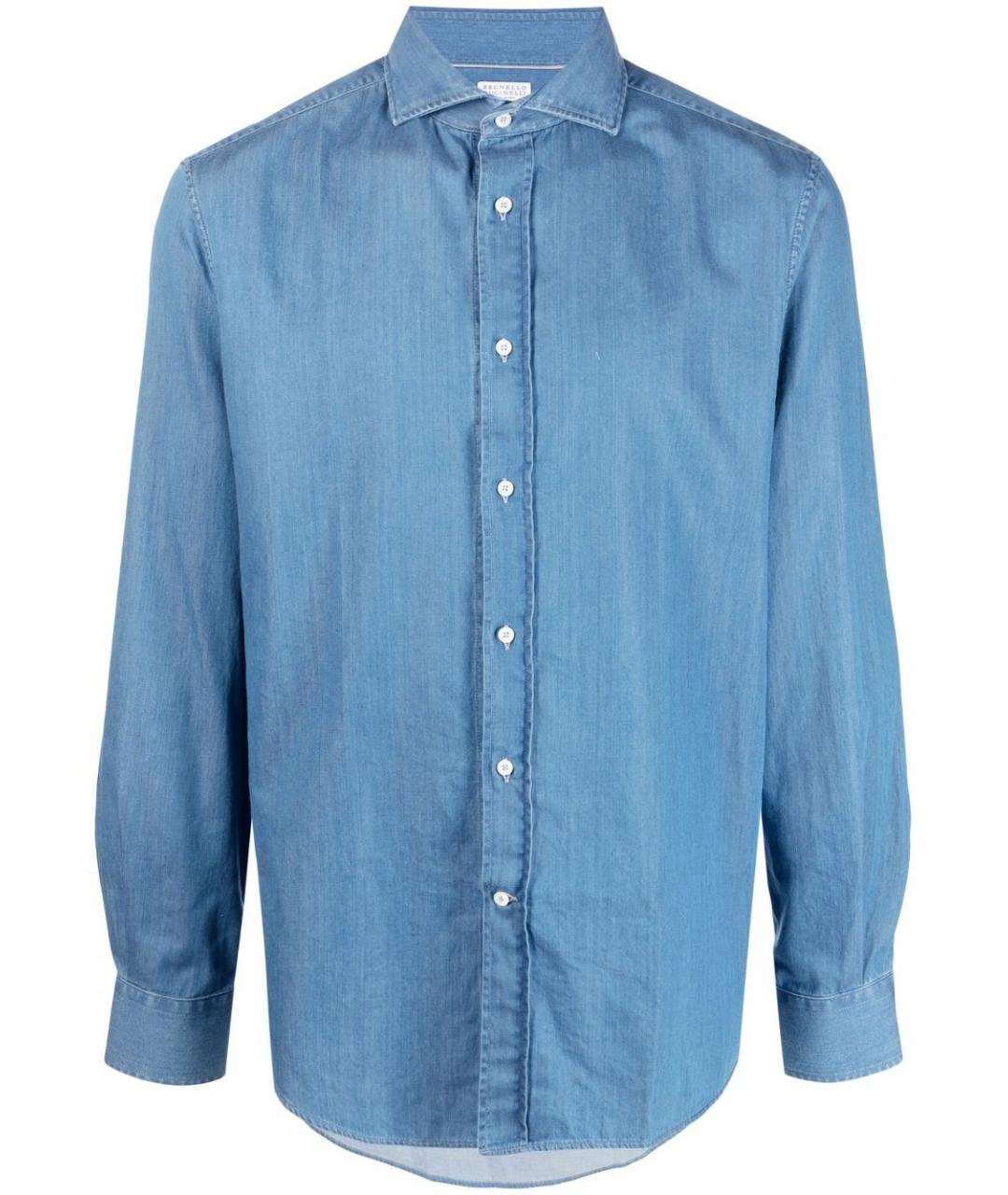 BRUNELLO CUCINELLI Синяя хлопковая кэжуал рубашка, фото 1
