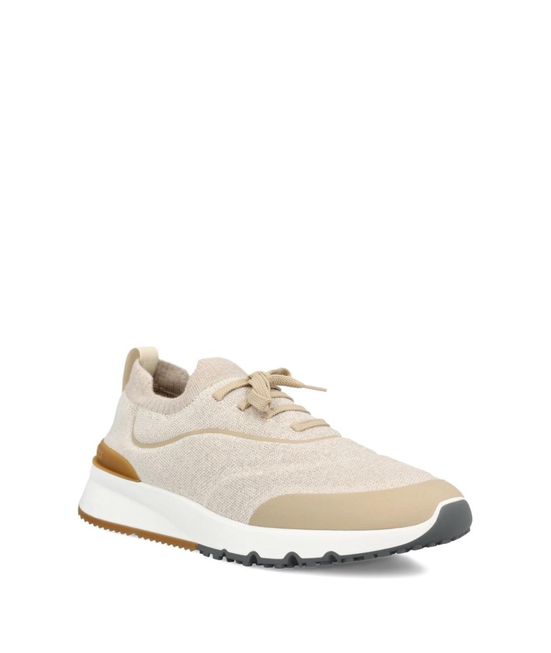 BRUNELLO CUCINELLI Бежевые низкие кроссовки / кеды, фото 2