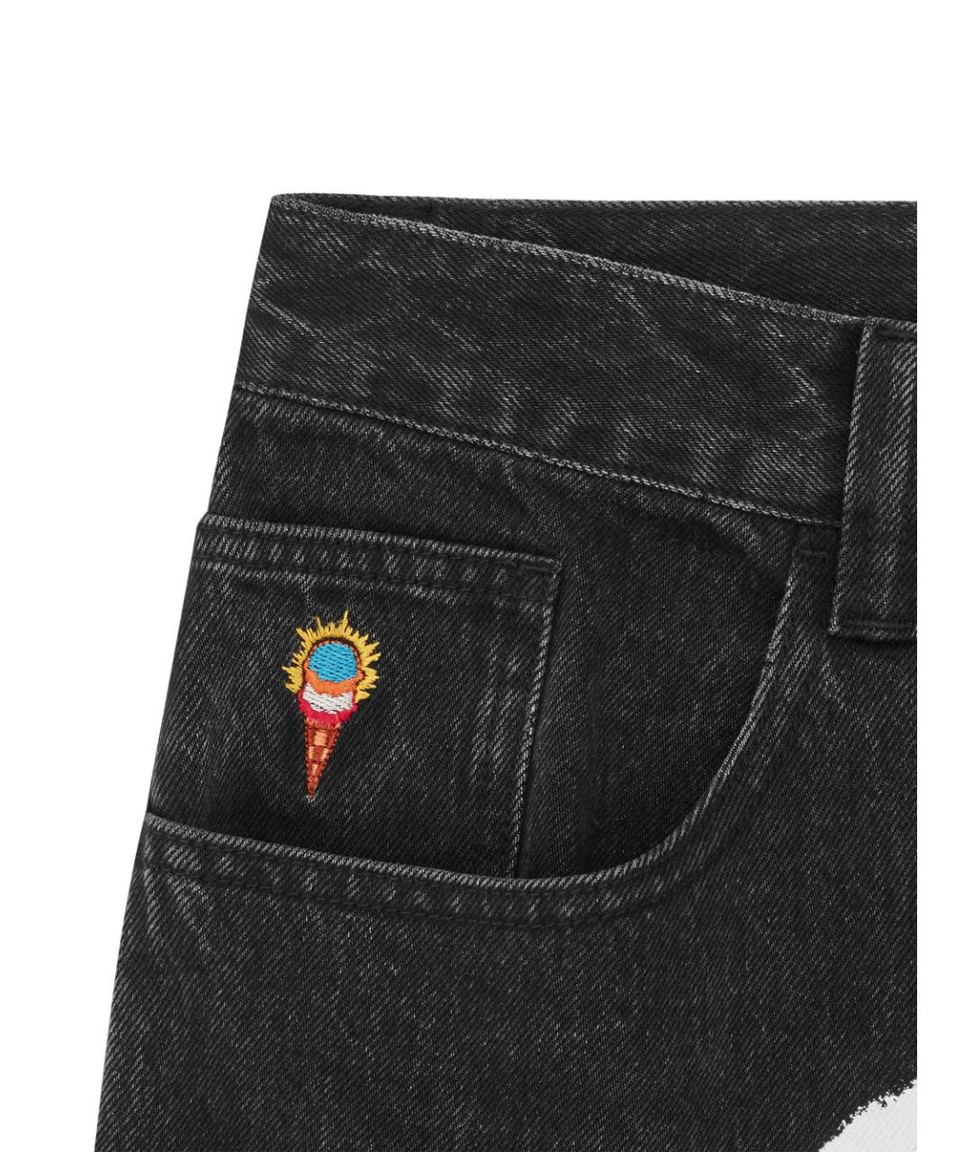 icecream Черные хлопковые прямые джинсы, фото 3