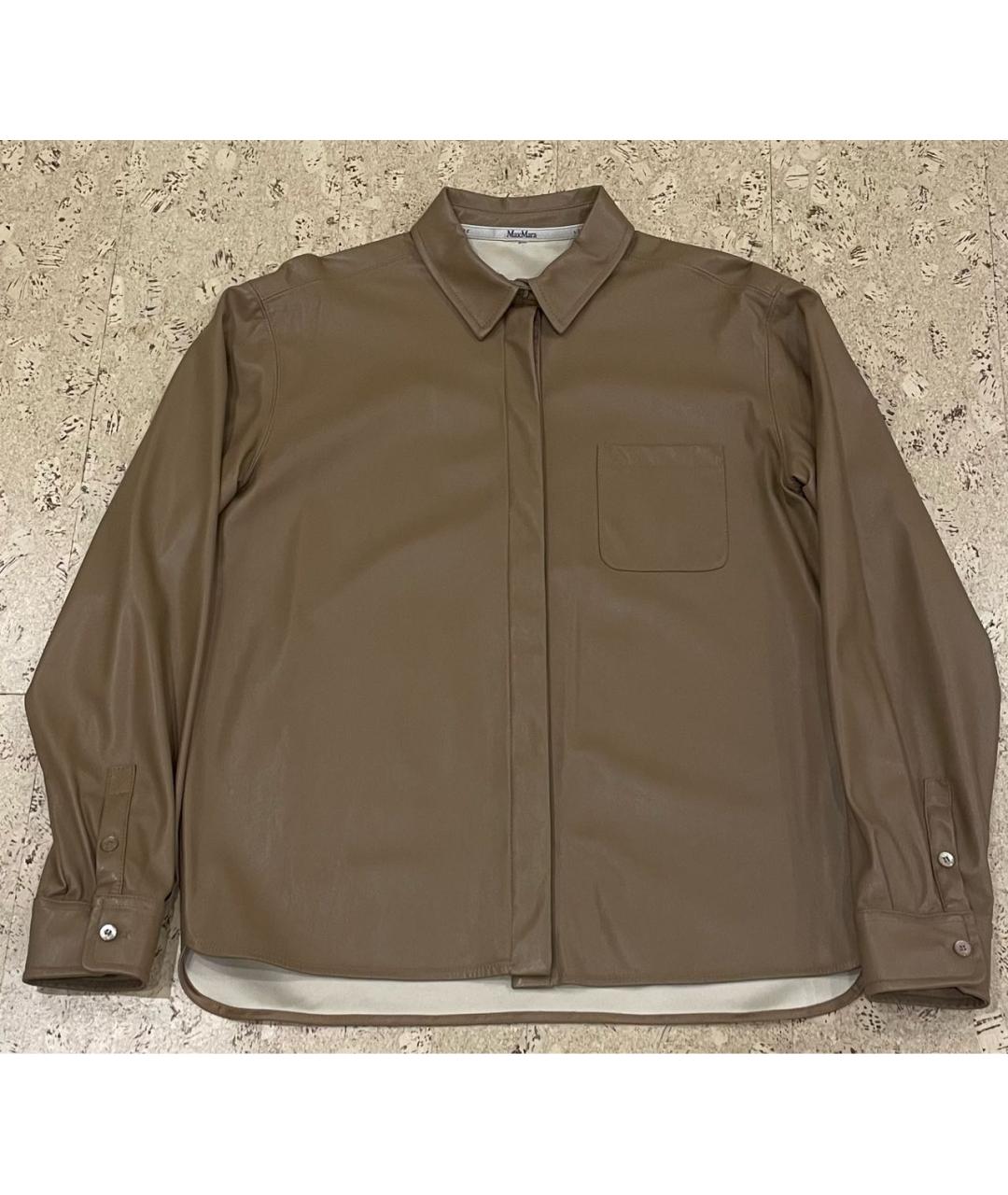 MAX MARA Коричневая полиэстеровая рубашка, фото 7