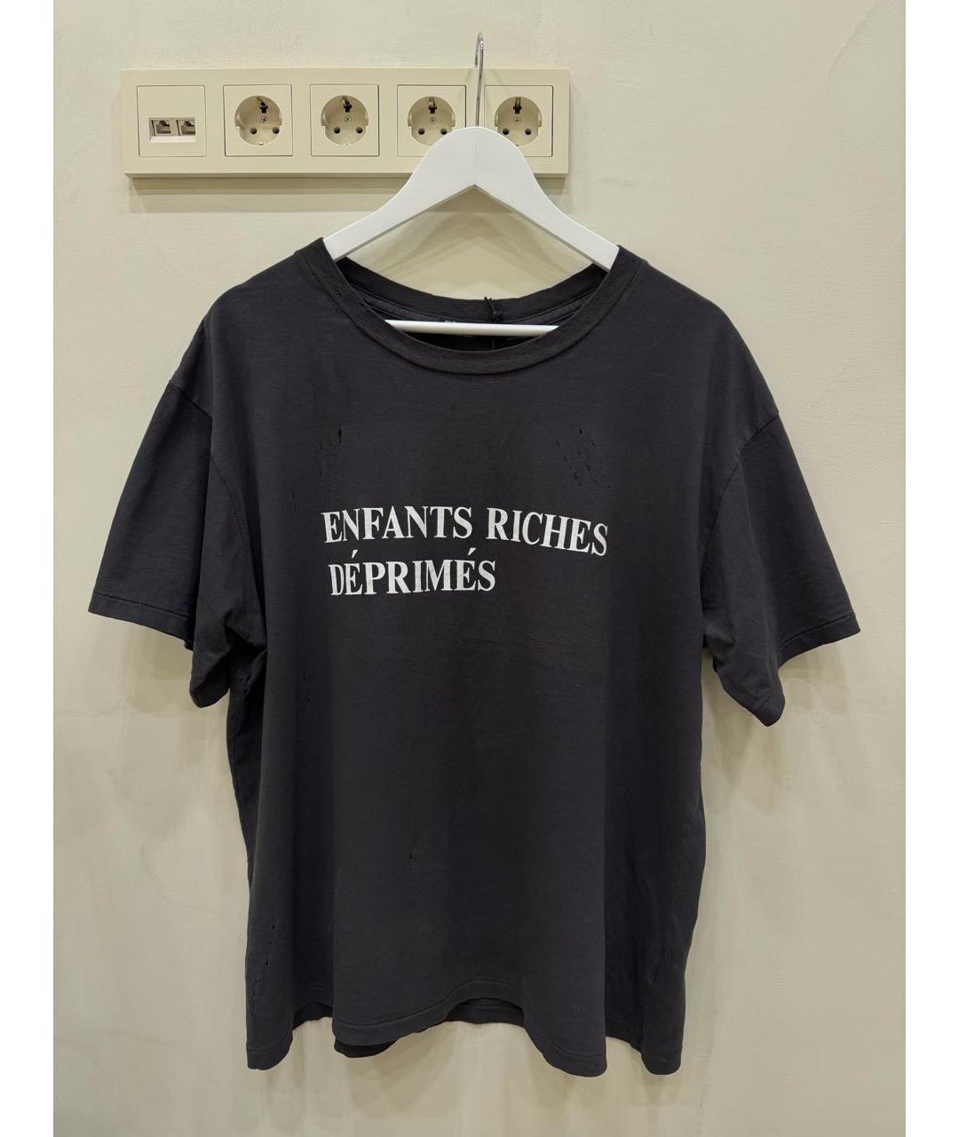 Enfants Riches Déprimés Антрацитовая хлопковая футболка, фото 6