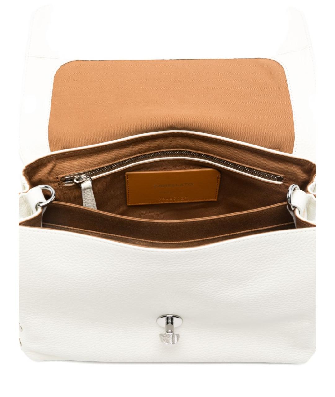 ZANELLATO Белая кожаная сумка с короткими ручками, фото 3
