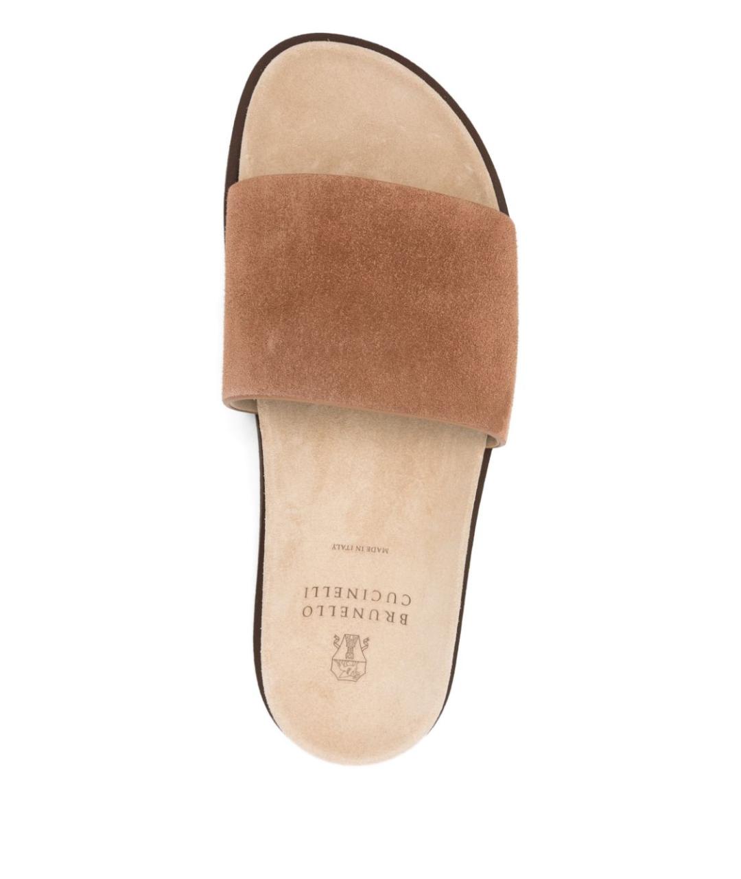 BRUNELLO CUCINELLI Коричневые шлепанцы, фото 4