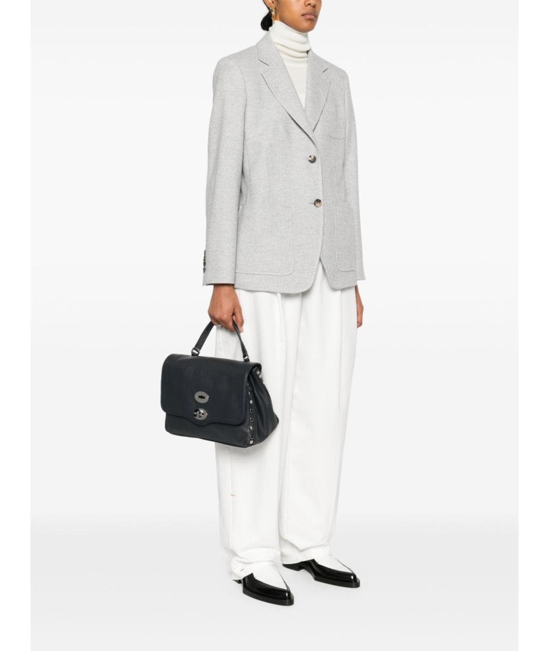 ZANELLATO Синяя кожаная сумка тоут, фото 5