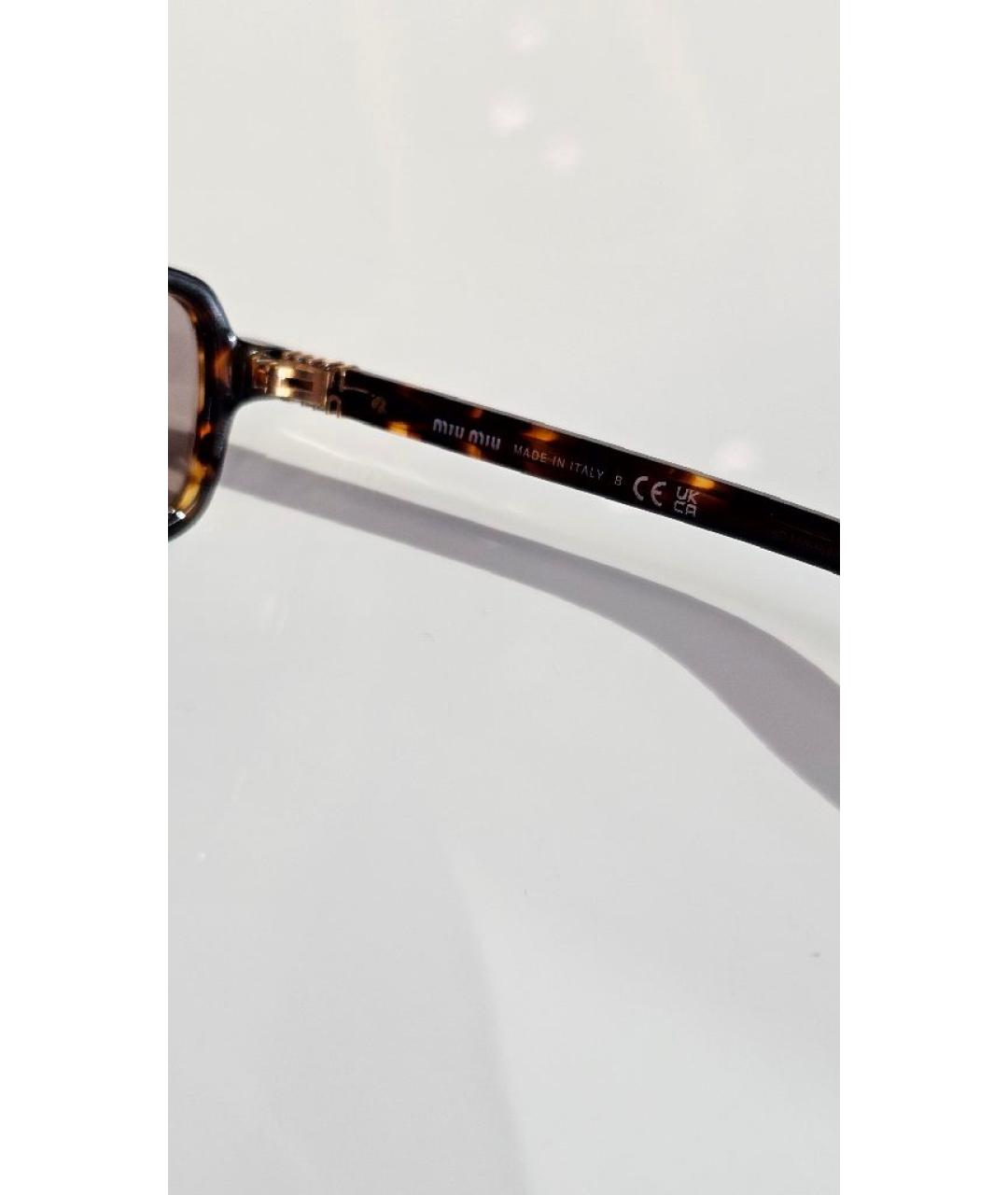 MIU MIU Коричневые пластиковые солнцезащитные очки, фото 5