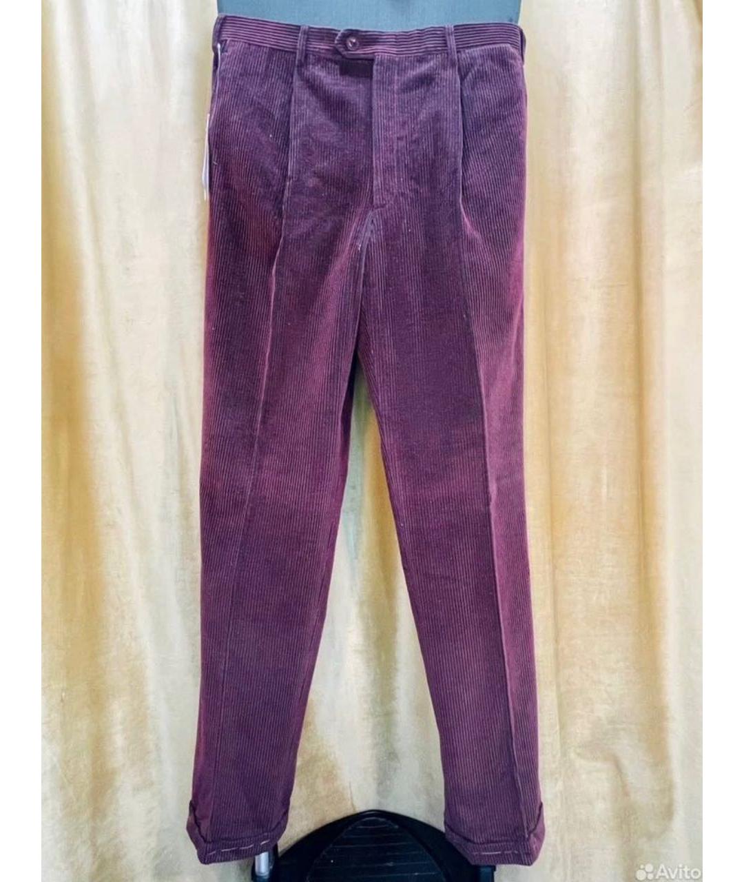 BRIONI Бордовые хлопковые повседневные брюки, фото 6