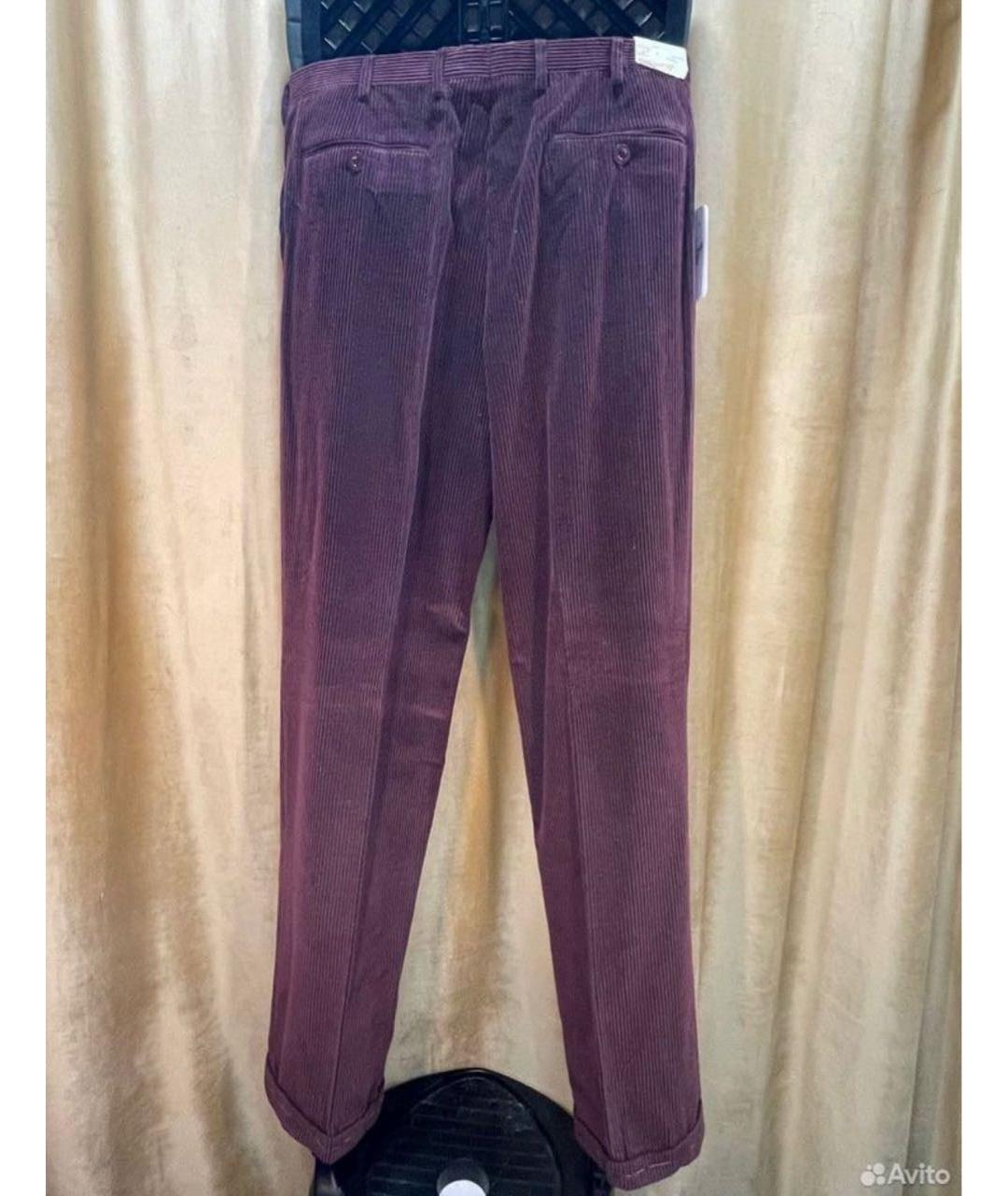 BRIONI Бордовые хлопковые повседневные брюки, фото 2