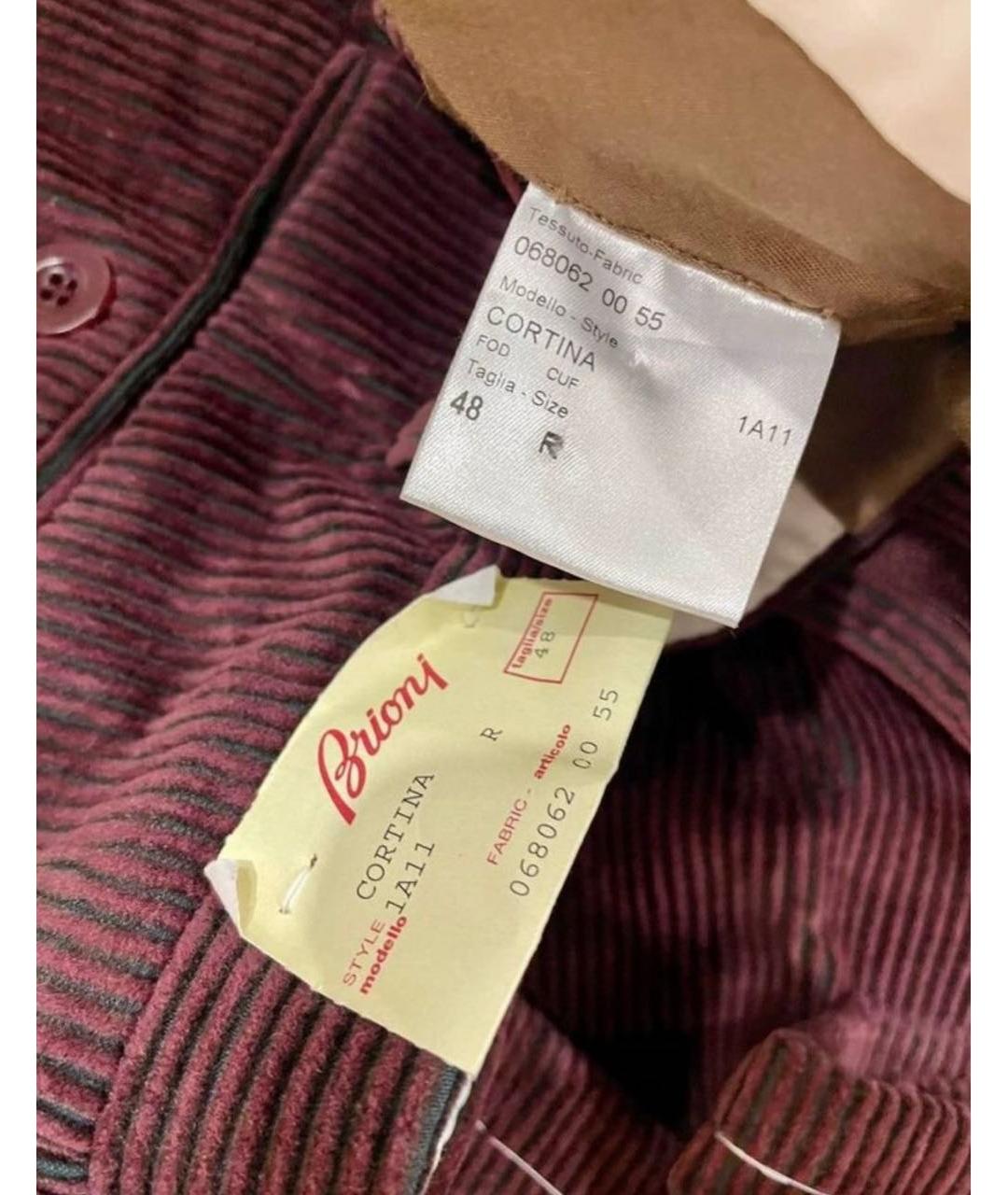 BRIONI Бордовые хлопковые повседневные брюки, фото 5
