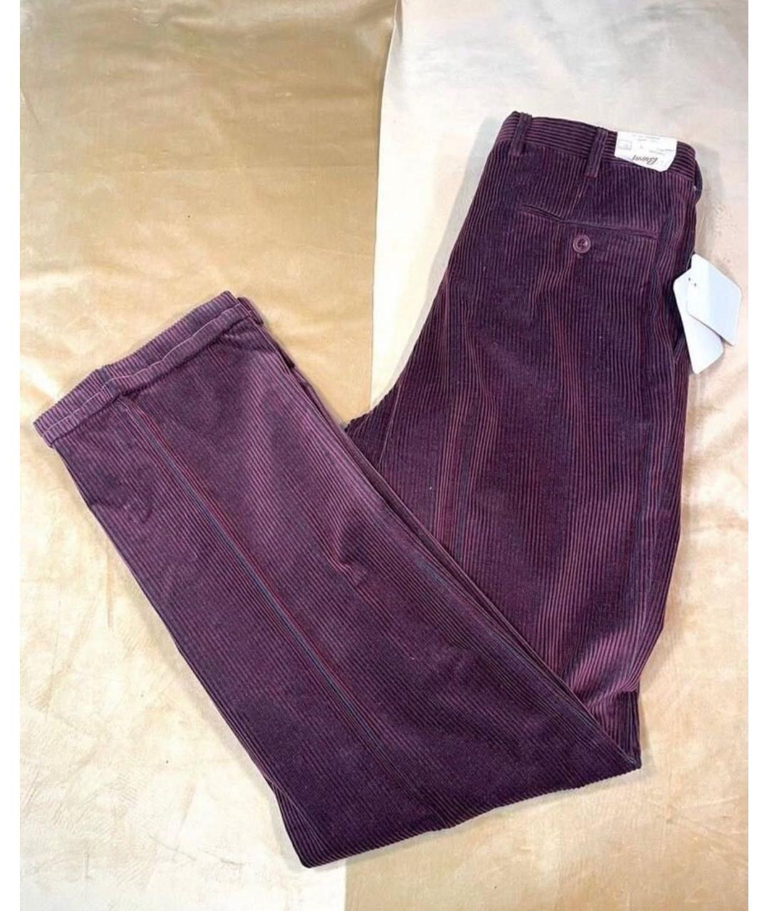 BRIONI Бордовые хлопковые повседневные брюки, фото 4