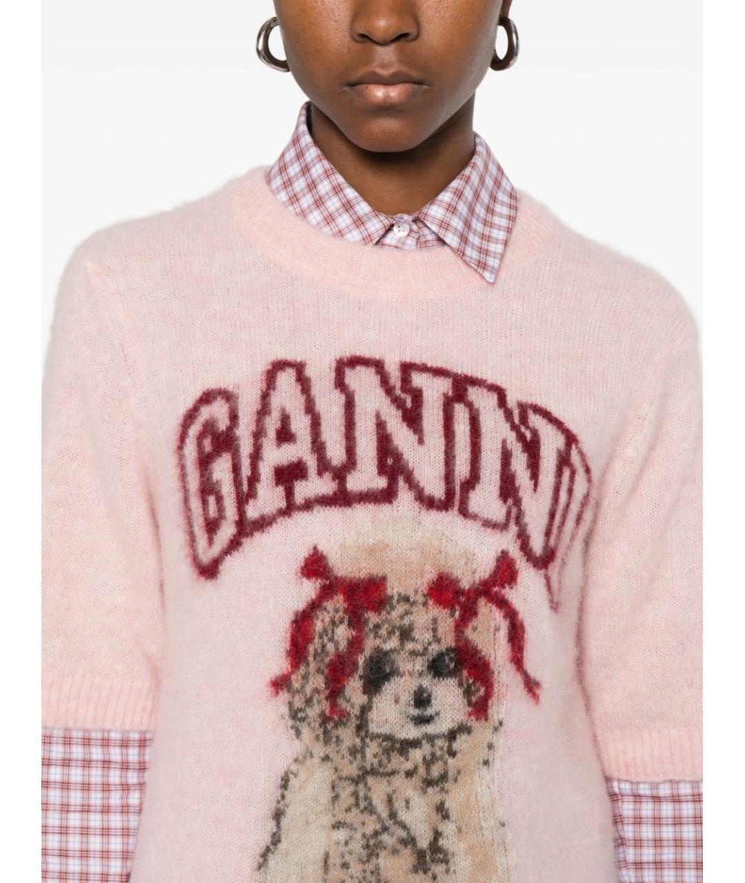 GANNI Розовая шерстяная футболка, фото 4