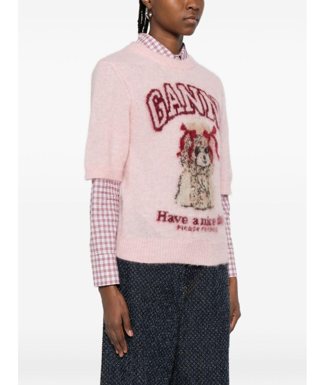 GANNI Розовая шерстяная футболка, фото 3