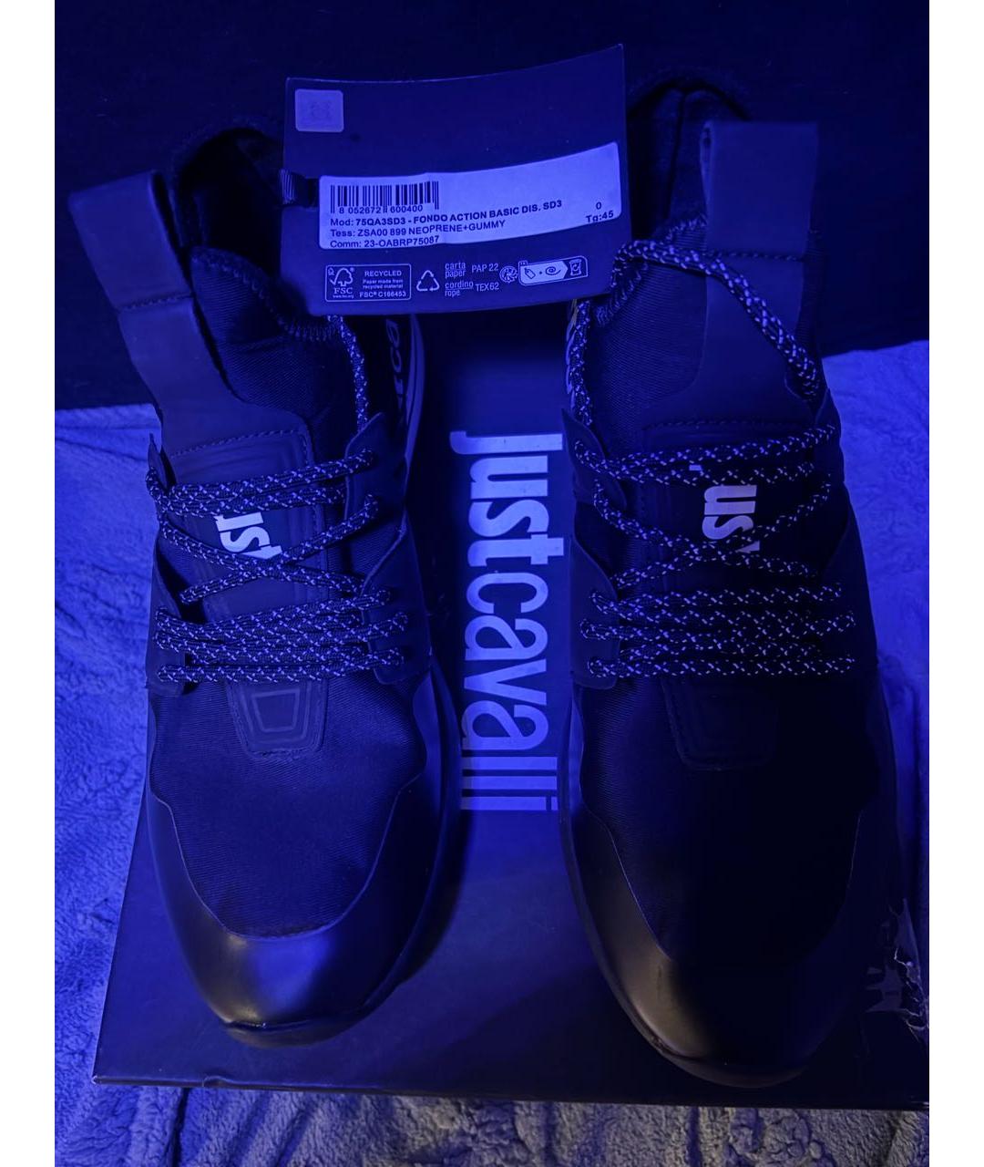 JUST CAVALLI Черные низкие кроссовки / кеды, фото 6